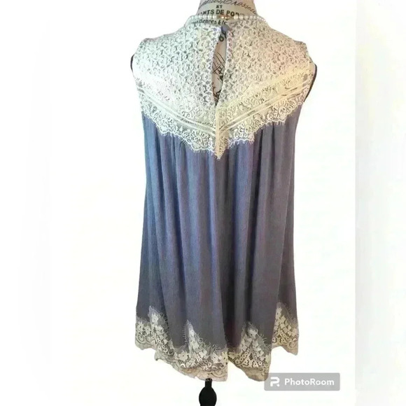 Umgee USA Medium Oversized Purple babydoll Boho Blouse Gauze Lace button back - Picture 2 of 6